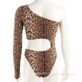 Asymmetric Design Women Leopard Print One-piece Swimsuits